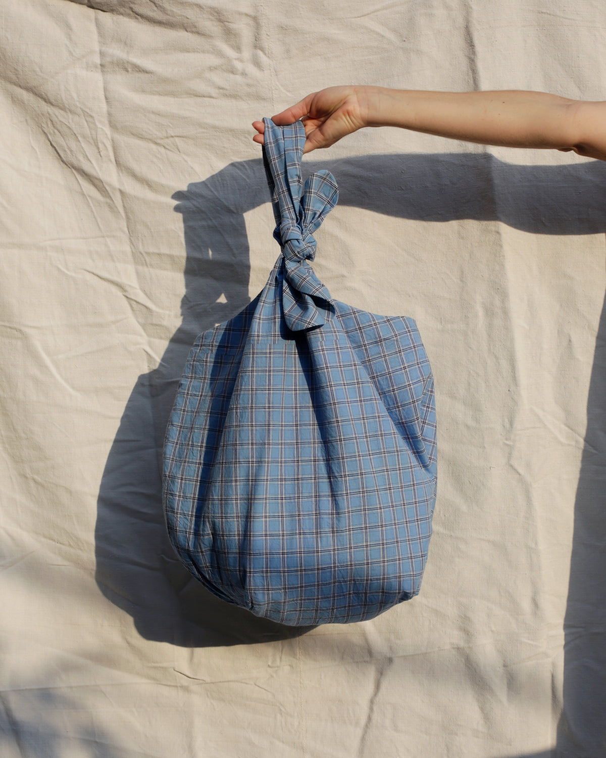 Baluchon sac du marché - coton carreaux français