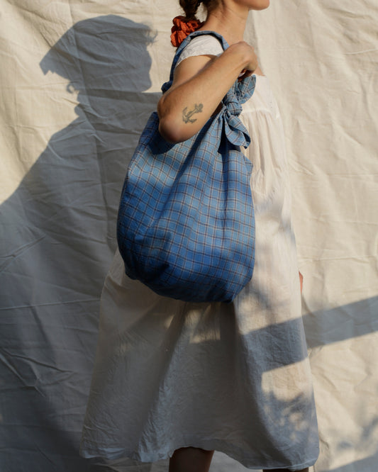 Baluchon sac du marché - coton carreaux français