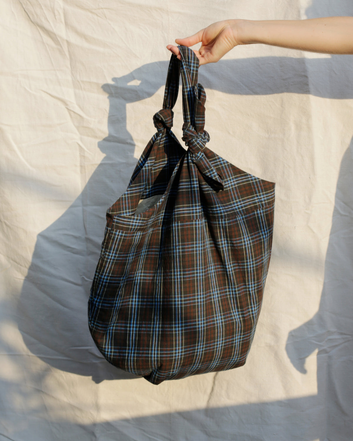 Baluchon sac du marché - coton carreaux français