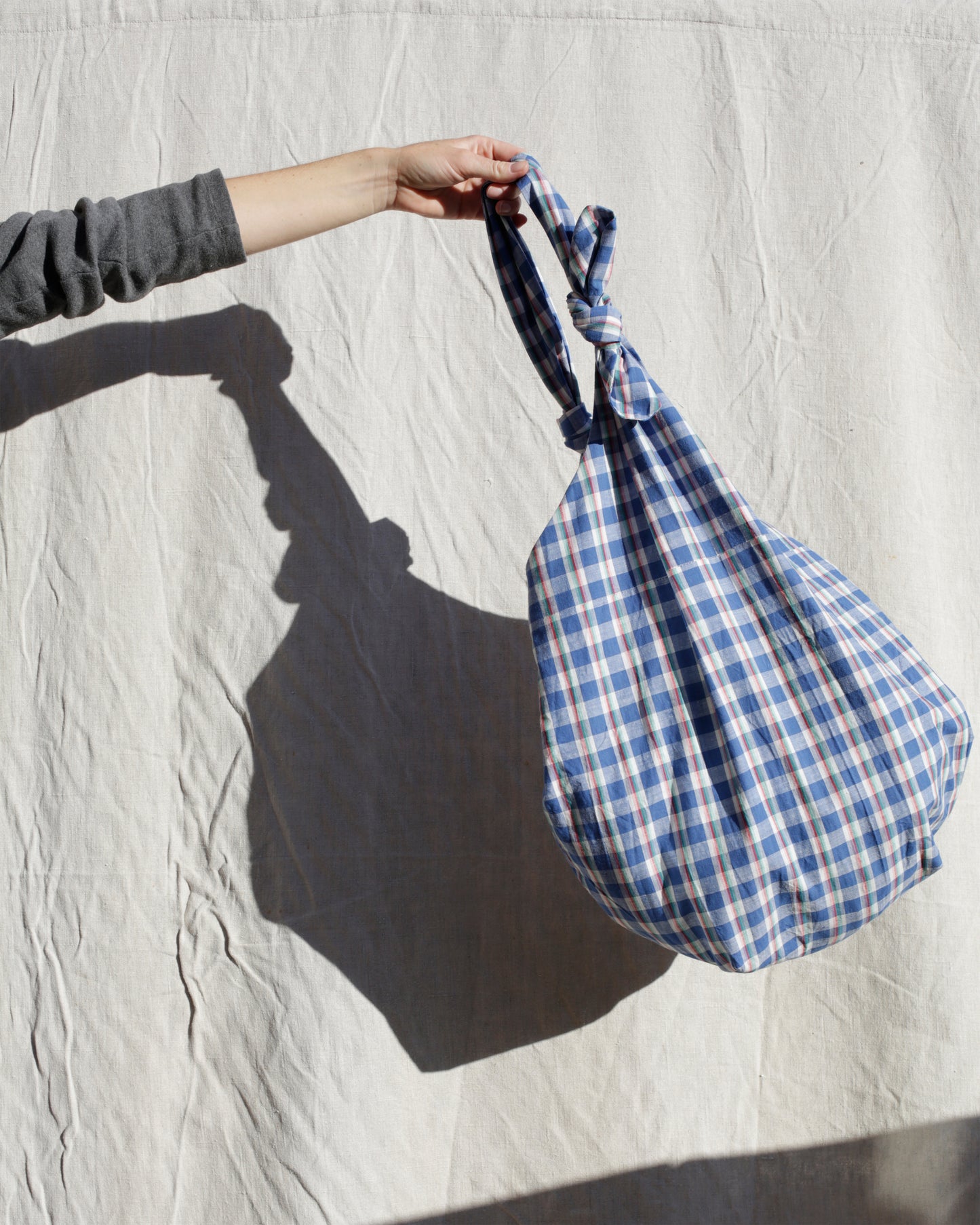 Baluchon sac du marché - coton carreaux français